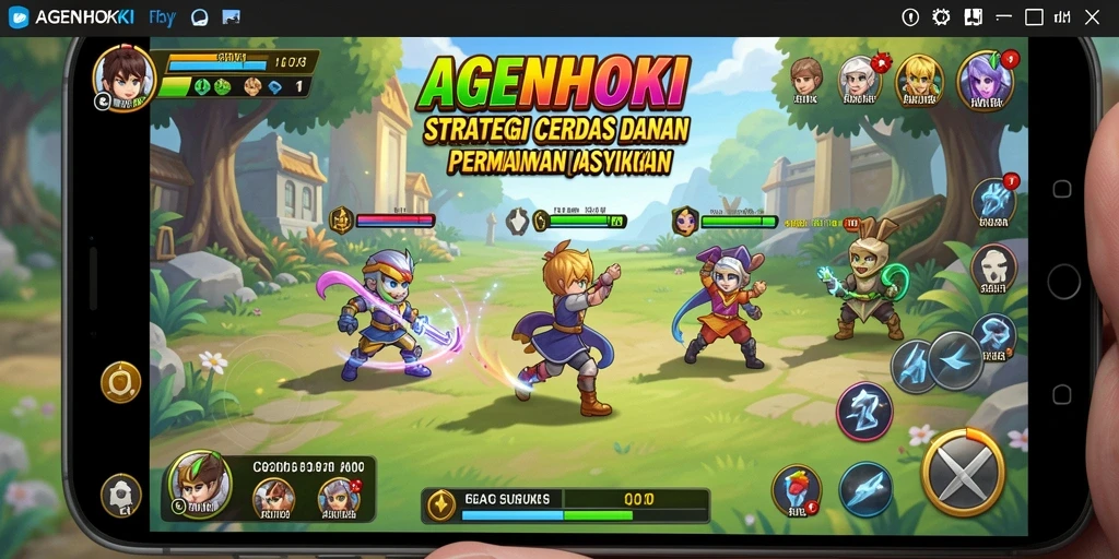 Tangkapan layar gameplay AGENHOKI yang menunjukkan pertempuran strategis dan penataan sumber daya.