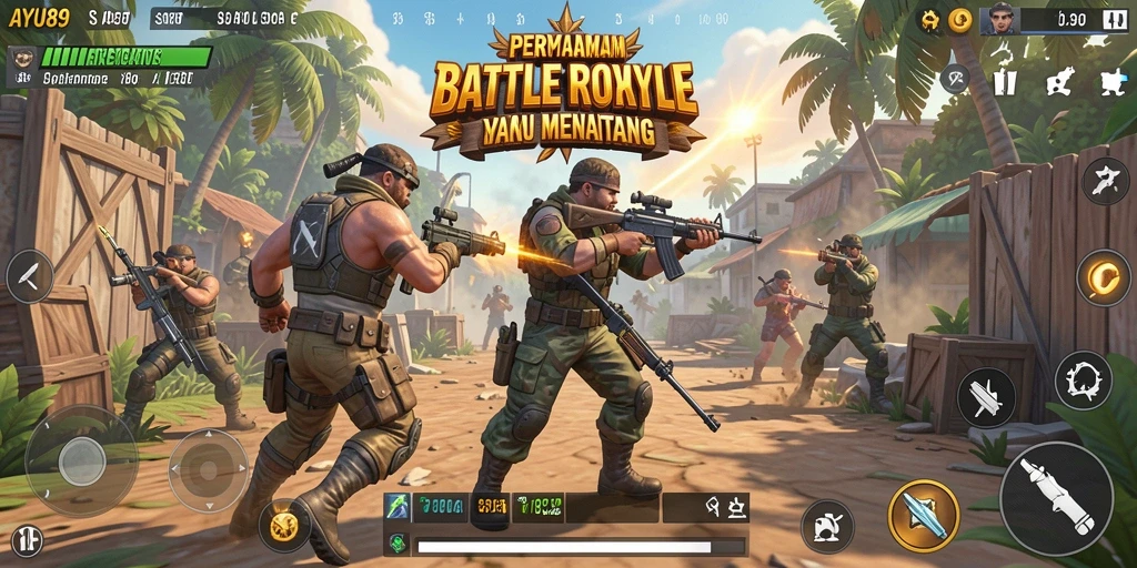 Tampilan gameplay AYU89 dengan karakter yang beraksi di arena Battle Royale.