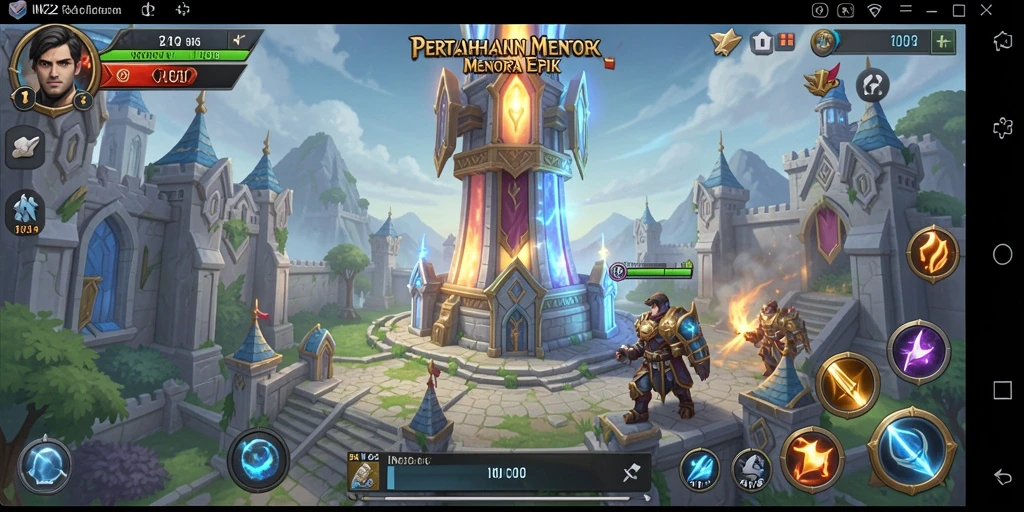 Tampilan gameplay menara pertahanan yang menarik dan penuh aksi.
