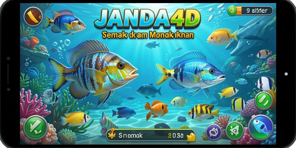 Screenshot gameplay JANDA4D menampilkan tampilan seru saat menembak ikan.
