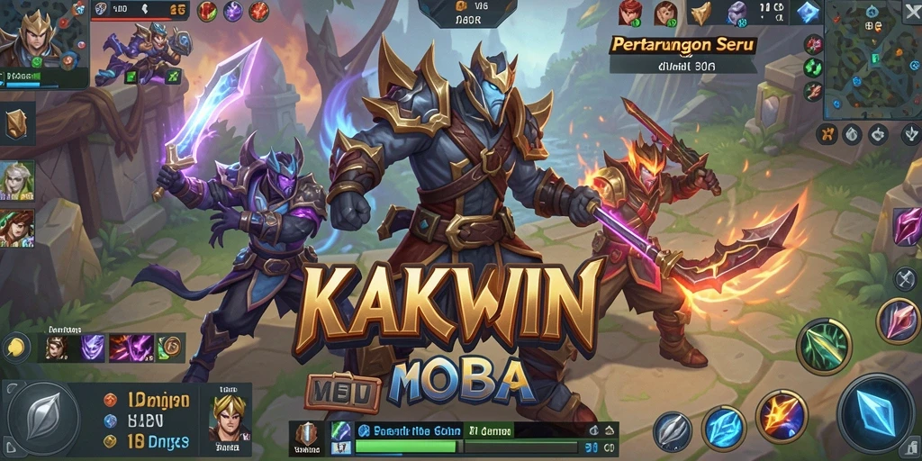 Tampilan seru gameplay KAKWIN dengan aksi pertempuran MOBA