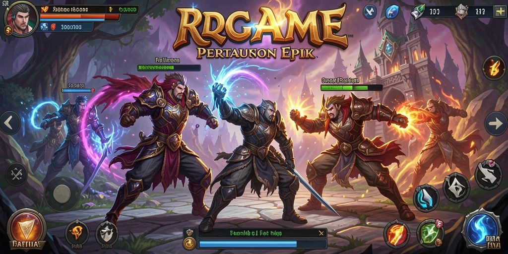 Tampilan screenshot RPGAME menampilkan pertarungan seru dengan karakter dinamis.
