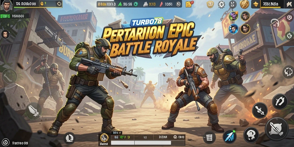 Screenshot gameplay TURBO78 menampilkan aksi Battle Royale yang seru dan mendebarkan.