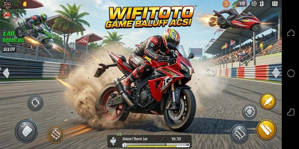 Gameplay menegangkan dari WIFITOTO saat balap motor di lintasan.