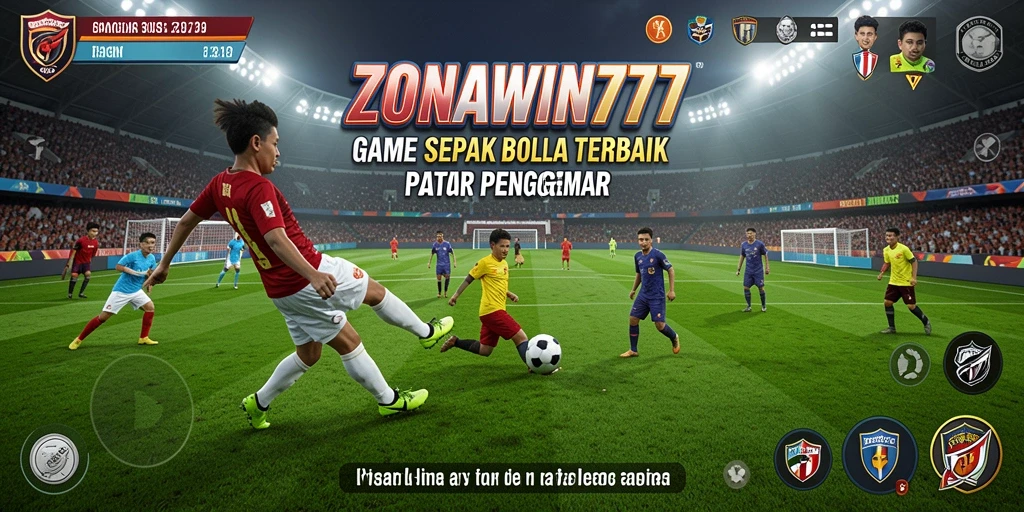 Tampilan gameplay seru di ZONAWIN777 dengan aksi sepak bola yang intens.
